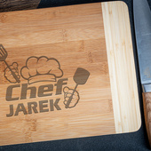 Deska do krojenia DLA SZEFA z grawerem CHEF + IMIĘ z okazji URODZIN
