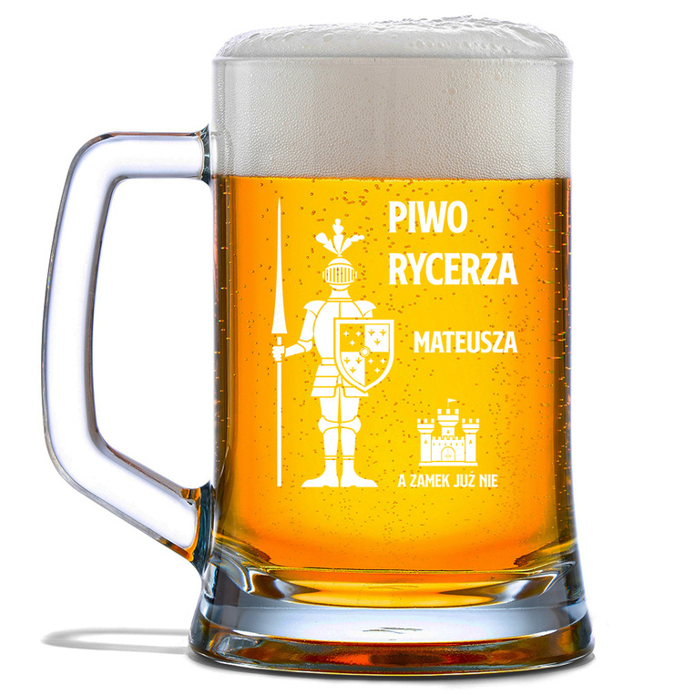Kufel z grawerem PIWO DLA RYCERZA + IMIĘ prezent DLA CHŁOPAKA