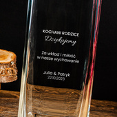 Szklany wazon (30 cm) z grawerem ŚLUBNE PODZIĘKOWANIA RODZICOM