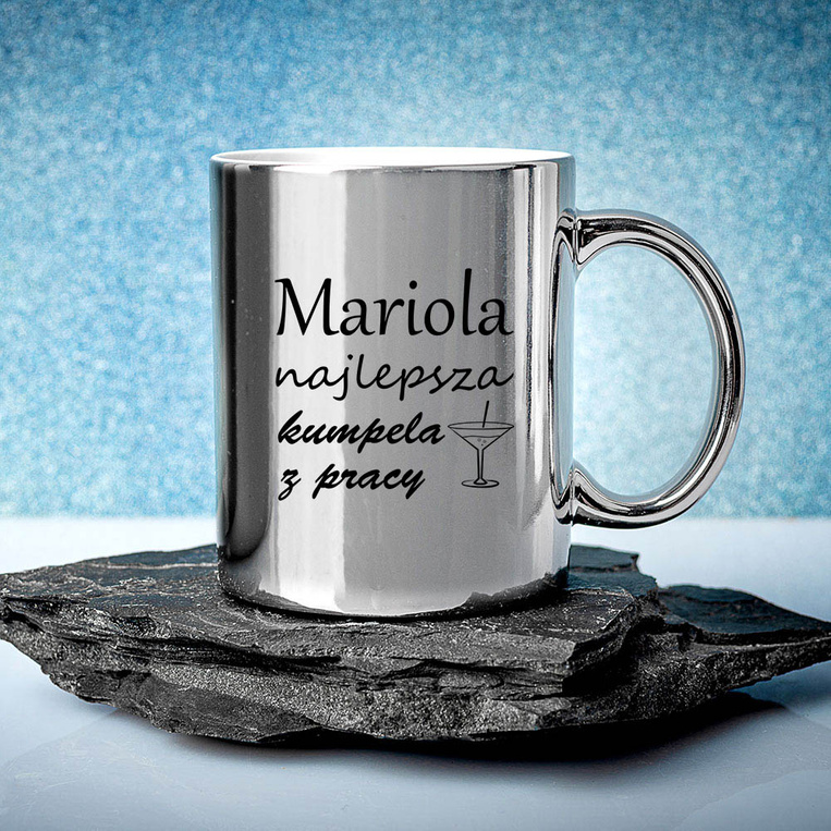 Kubek srebrny z nadrukiem NAJLEPSZA KUMPELA Z PRACY