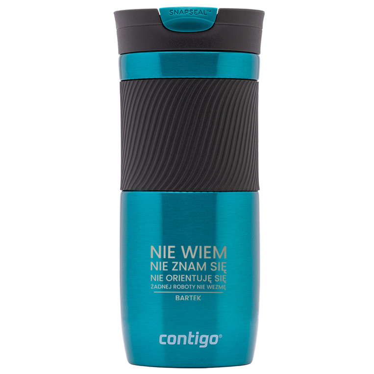 Kubek termiczny Contigo turkusowy z grawerem HUMORYSTYCZNY PREZENT