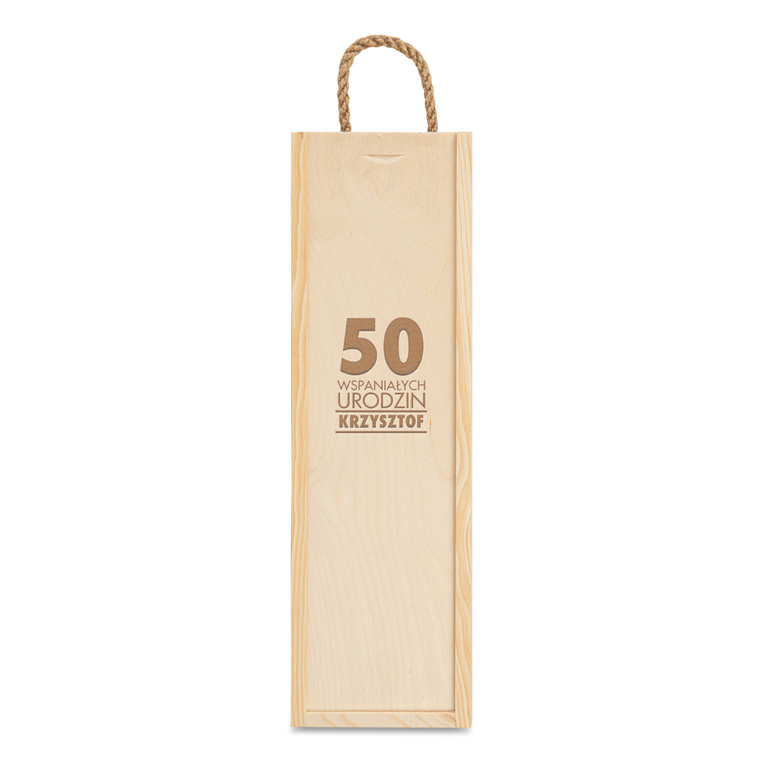Drewniane pudełko na wino z okazji 50 URODZIN