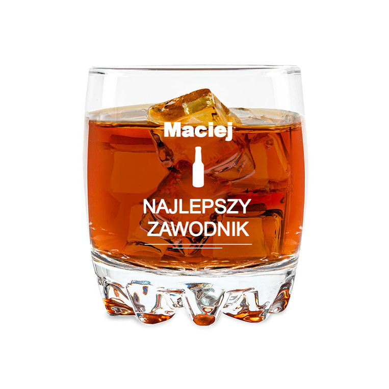 Szklanka do whisky z grawerem NAJLEPSZY ZAWODNIK + IMIĘ