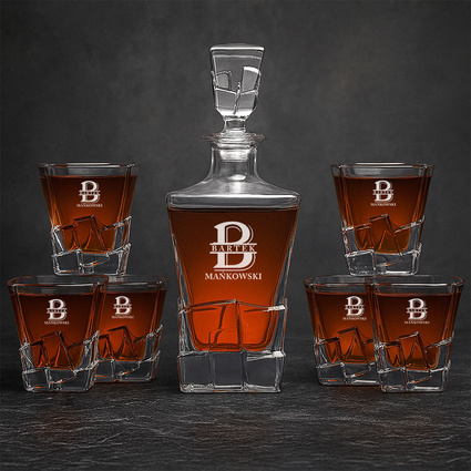 Grawerowana Karafka i 6 szklanek do whisky NA IMIENINY ŚWIĘTA