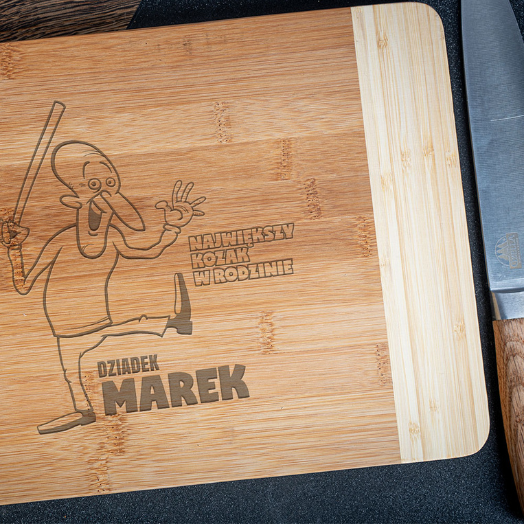PREZENT DLA DZIADKA deska do krojenia z grawerem NAJWIĘKSZY KOZAK W RODZINIE