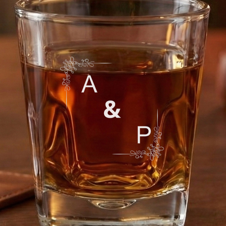 Szklanka do whisky DLA PARY z grawerem MONOGRAMÓW