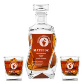 Karafka i 2 szklanki do whisky DLA CIEKAWEGO ŚWIATA na prezent