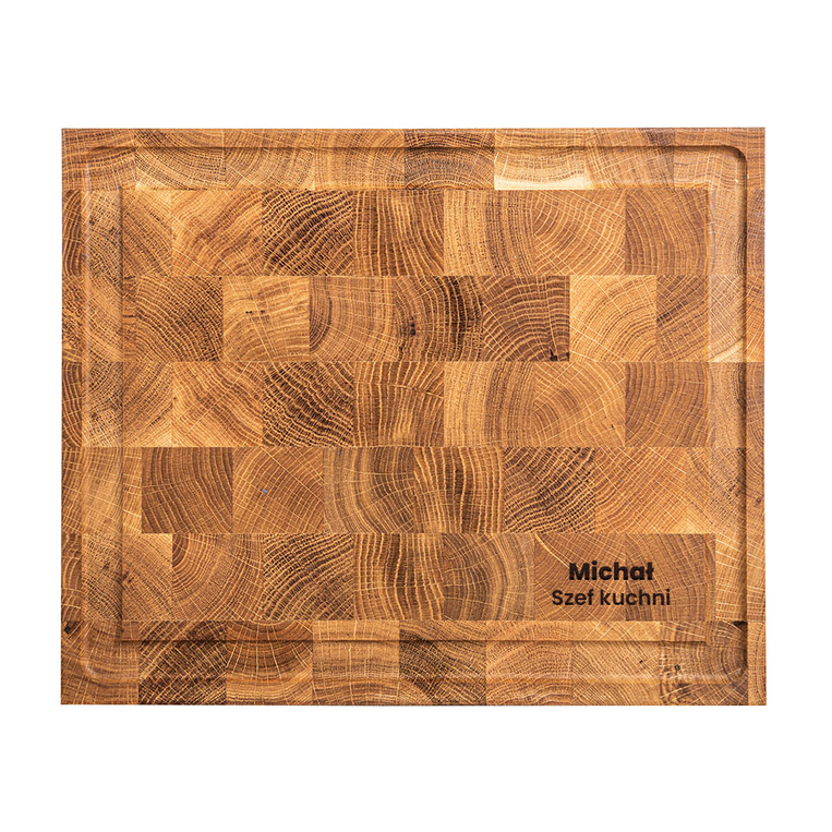 Deska dębowa sztorcowa z grawerem "Szef Kuchni" + imię