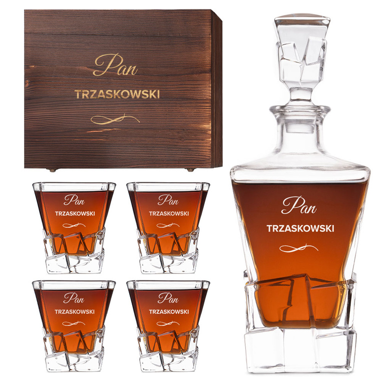 Zestaw do whisky z grawerem „Pan + nazwisko” – PERSONALIZOWANY PREZENT