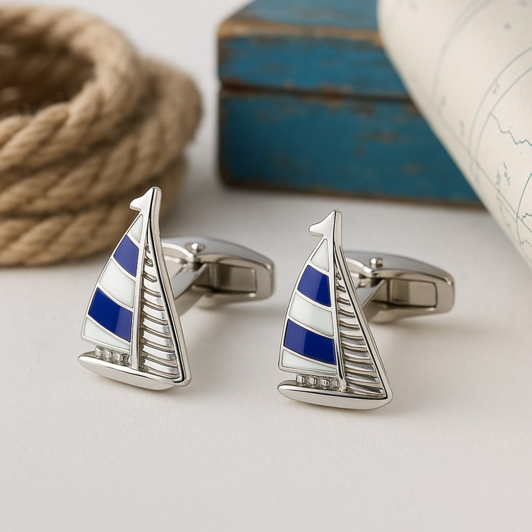 Spinki do mankietów JACHT – prezent DLA ŻEGLARZA MARYNARZA