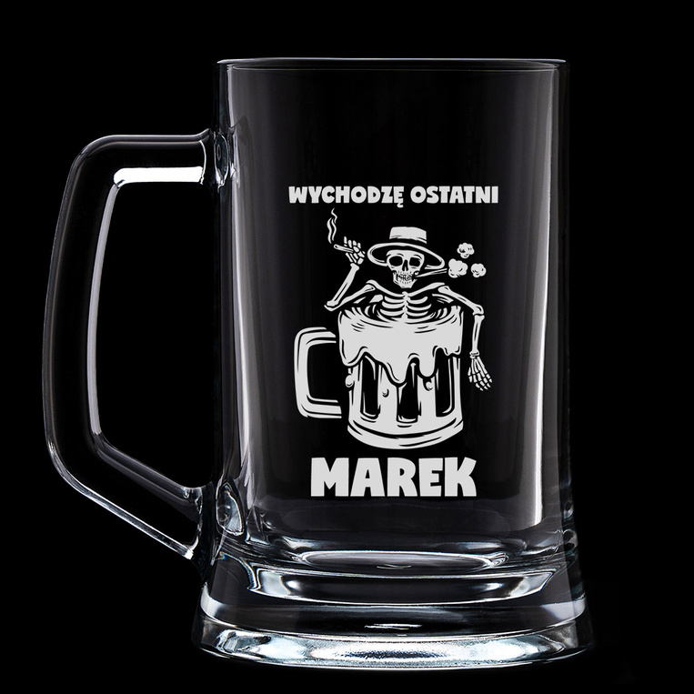 Kufel z grawerem WYCHODZĘ OSTATNI + IMIĘ prezent dla IMPREZOWICZA