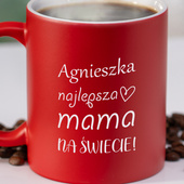 Czerwony kubek ceramiczny z grawerem DLA MAMY – Dzień Matki, imieniny, święta