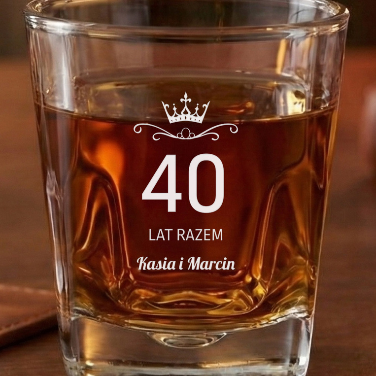 Szklanka do whisky z grawerem „40 LAT RAZEM” – jubileuszowa