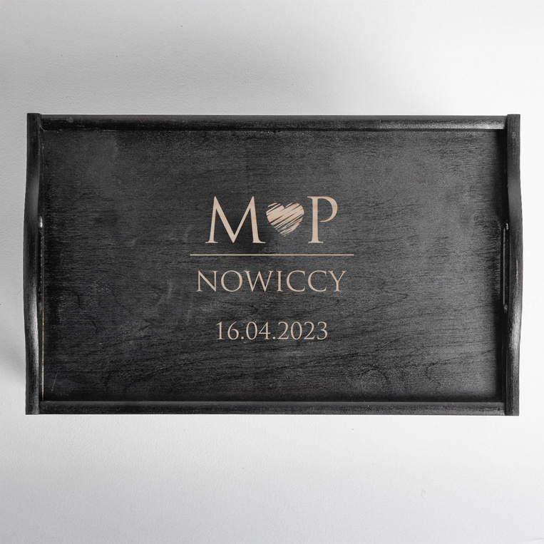 Elegancki stolik śniadaniowy z grawerem – prezent DLA PARY NA ROCZNICĘ