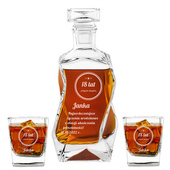 Zestaw karafka łamana i dwie szklanki NA 18 URODZINY