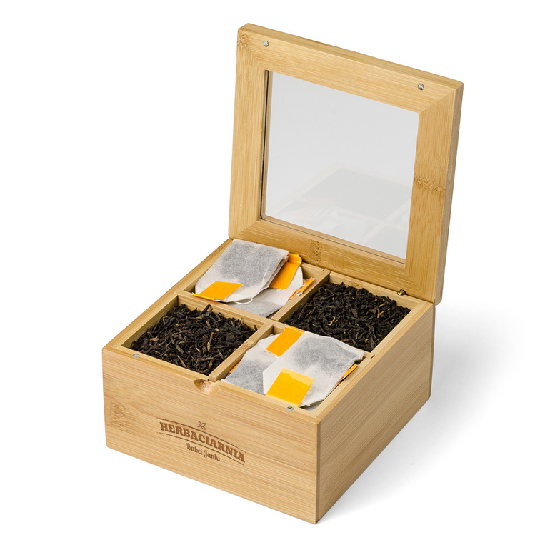 Pudełko na herbatę z twoim grawerem HERBACIARKA BABCI + IMIĘ