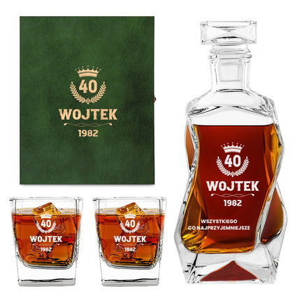 PREZENT NA 40-tkę - zestaw do whisky z Twoim grawerem