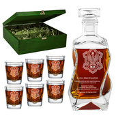 Personalizowana karafka i szklanki w skrzynce – prezent dla pracownika WAT