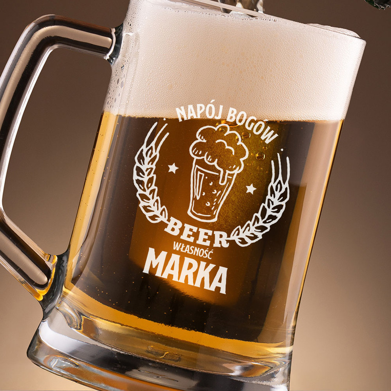 Kufel z grawerem NAPÓJ BOGÓW + IMIĘ na prezent DLA KOLEGI