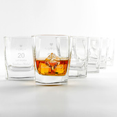 6 szklanek do whisky z grawerem z okazji PORCELANOWEJ ROCZNICY - 20 lat razem