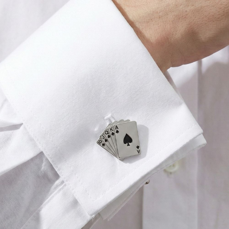 Spinki do mankietów karty do gry – stal szlachetna, eleganckie etui