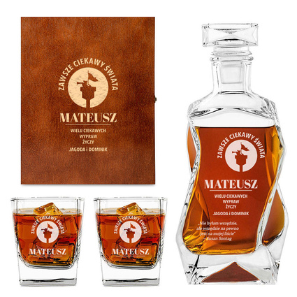 Karafka łamana i 2 szklanki do whisky ZESTAW DLA PODRÓŻNIKA