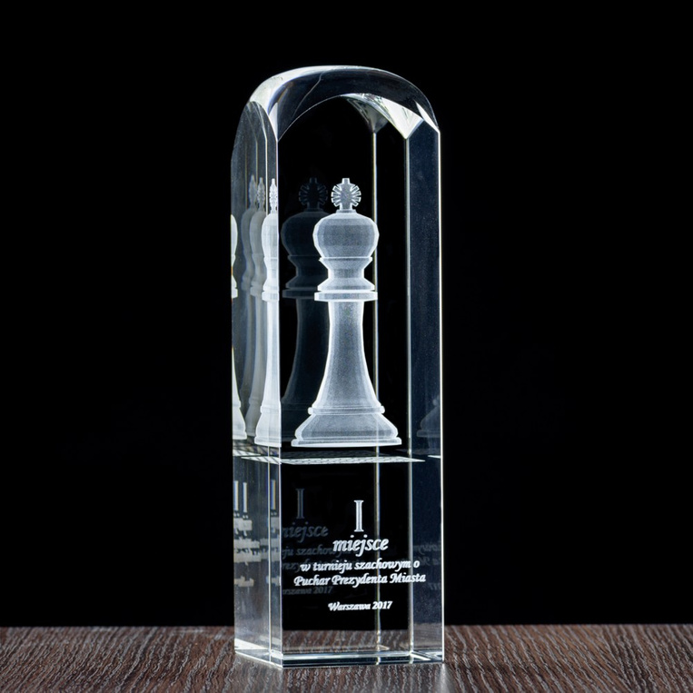 Statuetka dla Szachisty - figura KRÓL wygrawerowana w szkle z dedykacją