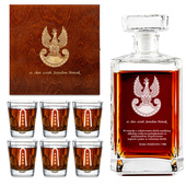 Grawerowany ZESTAW karafka prosta i 6 szklanek w drewnianym pudełku DLA ŻOŁNIERZA