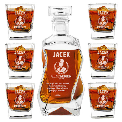 Grawerowany zestaw do whisky ze szklankami dla GENTLEMENA na IMIENINY