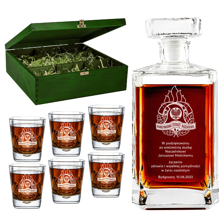 Zestaw do whisky z grawerem - prezent dla STRAŻAKA, NACZELNIKA STRAŻY POŻARNEJ