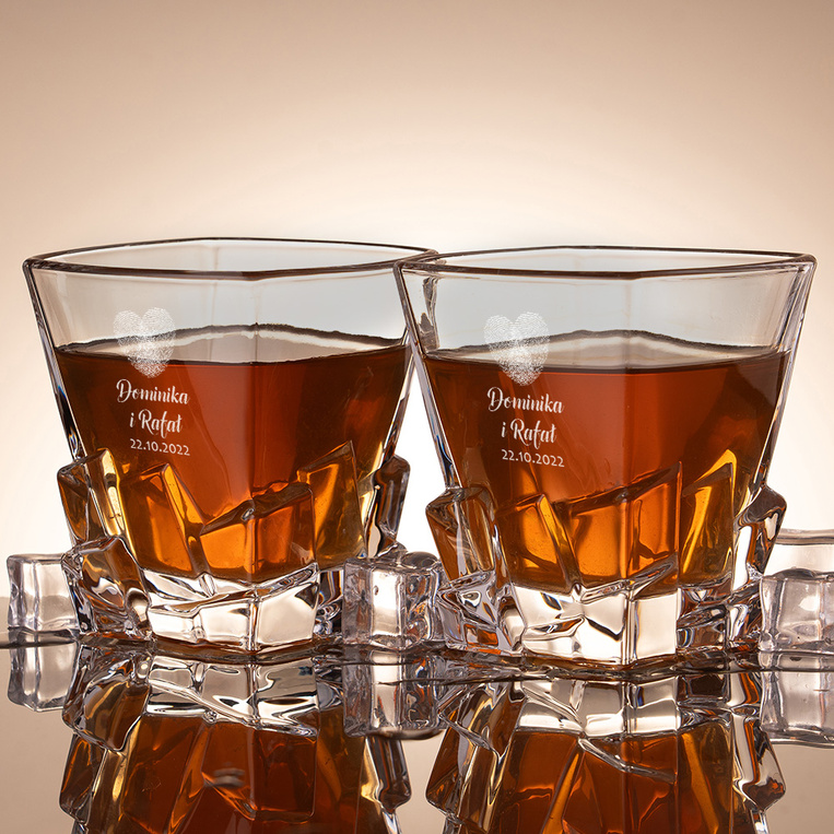 2 Szklanki do whisky PREZENT NA ROCZNICĘ z grawerem ODCISKI TUBA PREZENTOWA