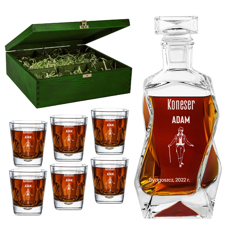 PREZENT DLA KONESERA JASIA WĘDROWNICZKA - Zestaw do whisky w skrzynce