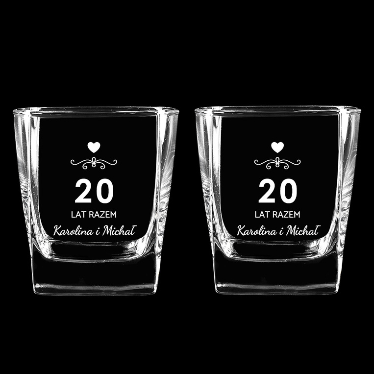 2 Szklanki do whisky na prezent na 20 ROCZNICĘ ŚLUBU