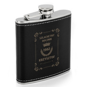 Piersiówka w skórze z grawerem SZLACHETNY ROCZNIK + IMIĘ