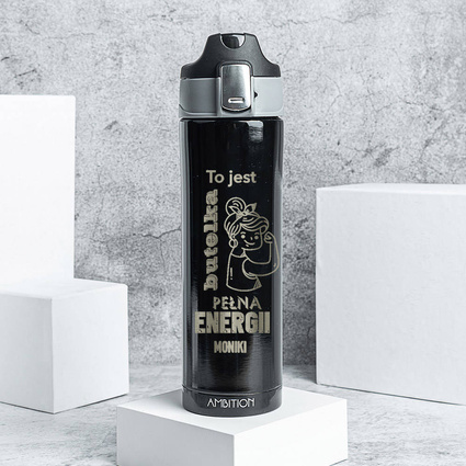 Kubek termiczny z grawerem BUTELKA PEŁNA ENERGII  na prezent DLA NIEJ