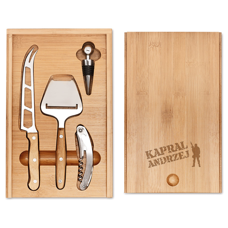 Zestaw do serów i wina DLA ŻOŁNIERZA z okazji AWANSU EMERYTURY