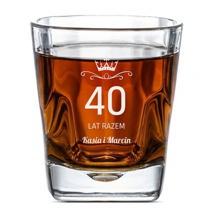 Szklanka do whisky z grawerem „40 LAT RAZEM” – jubileuszowa
