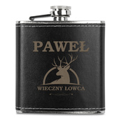 Piersiówka DLA MYŚLIWEGO z grawerem na skórze WIECZNY ŁOWCA + IMIĘ