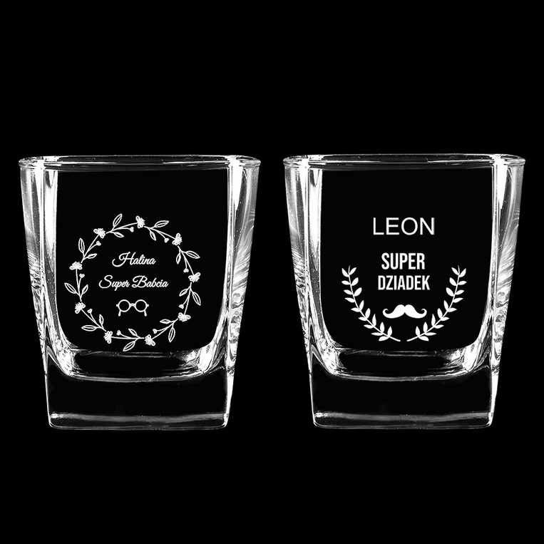 2 Szklanki do whisky - ZESTAW DLA BABCI I DZIADKA na prezent