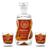 Zestaw do whisky karafka łamana i 2 szklanki  szklankami z grawerem na URODZINY