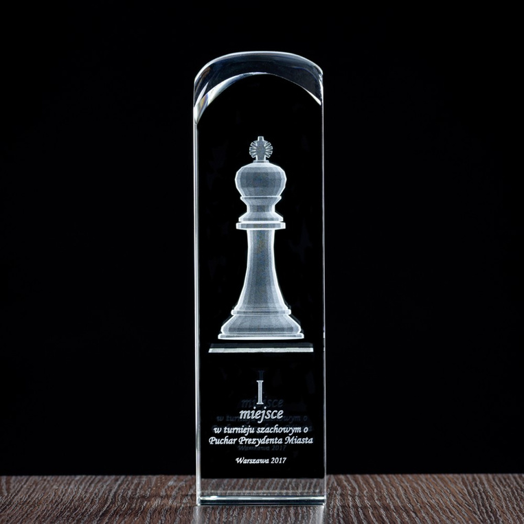 Statuetka dla Szachisty - figura KRÓL wygrawerowana w szkle z dedykacją