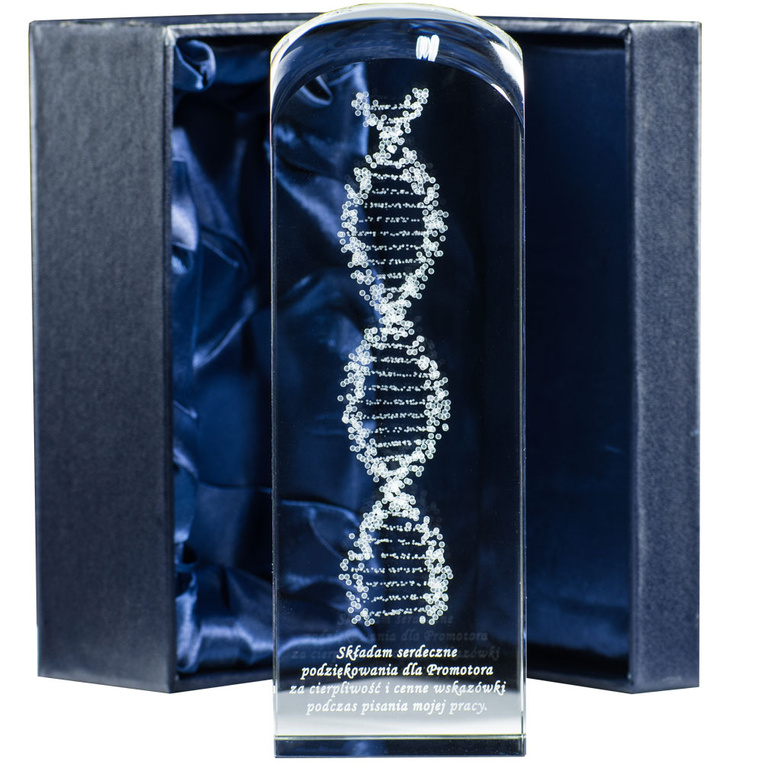Łańcuch DNA grawer w szkle - Statuetka na Prezent Dla Biologa Genetyka