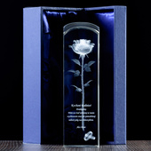 Róża 3D w dużej statuetce 65x65x220 mm Ślubne Podziękowania Dla Rodziców