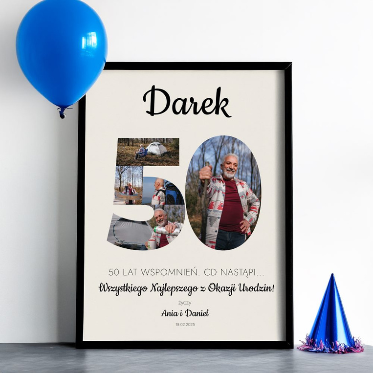 Personalizowany plakat dla mężczyzny – zdjęcia na 50 URODZINY