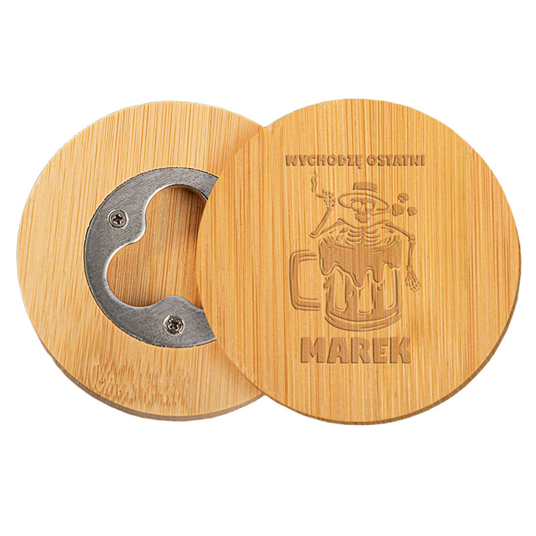 Otwieracz bambusowy z TWOIM GRAWEREM prezent dla smakosza piwa