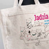Torba na zakupy bezowa z nadrukiem - koty harcują