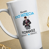 Kubek Latte duży z na drukiem KAWALER DO WZIĘCIA + IMIĘ