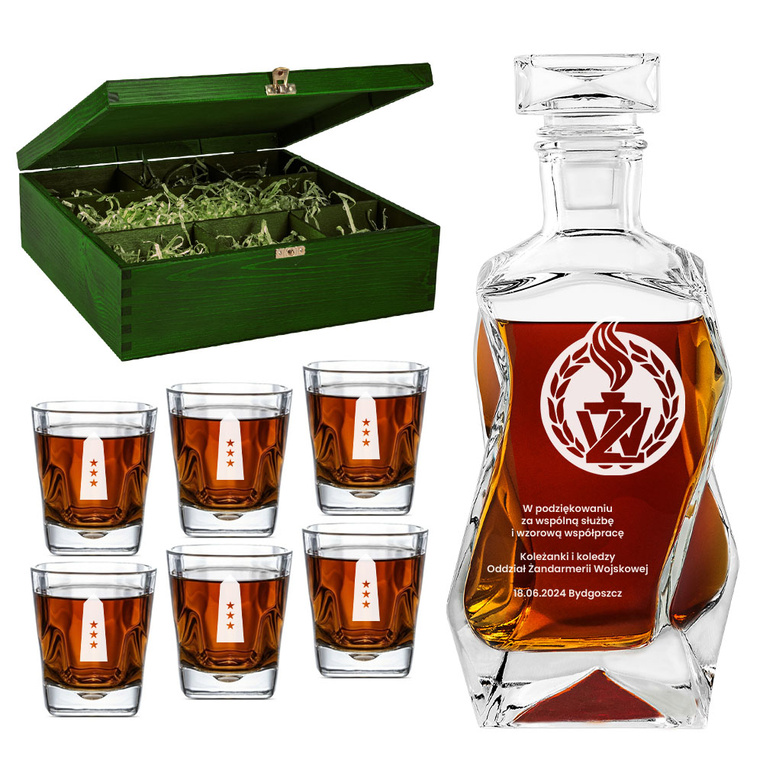 Zestaw do whisky – prezent na koniec służby dla Żandarmerii Wojskowej