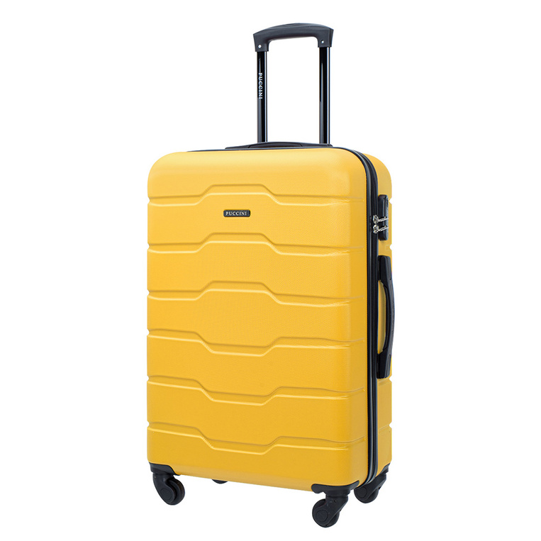 Walizka podróżna średnia Puccini – żółta, GRAWEROWANE LOGO FIRMOWE
