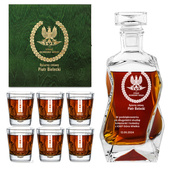 Karafka z grawerem + 6 szklanek w drewnianej skrzynce - PREZENT DLA SOK